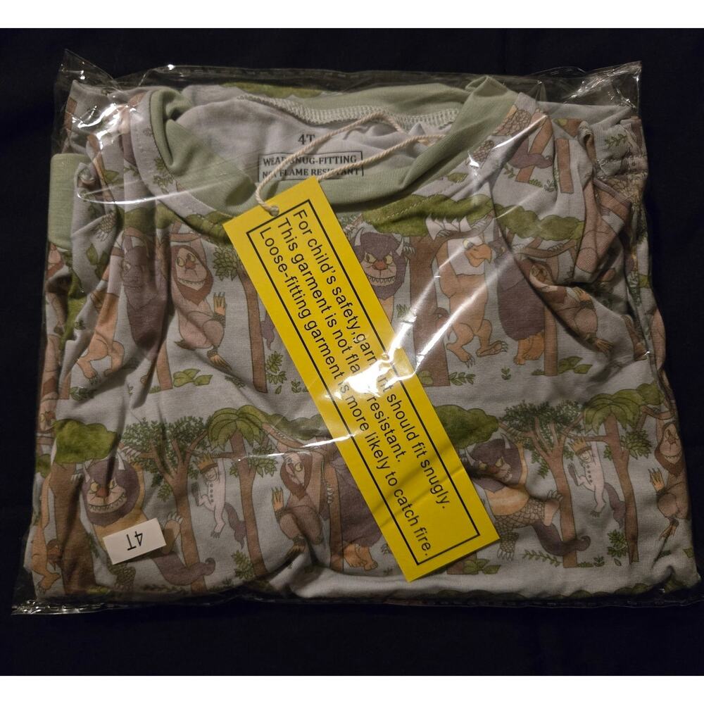 NIB Boutique Bamboo 4T Wild Things 2 Piece Pj Pajamas Set